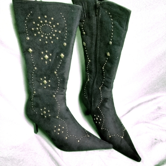 FAUX suede studded boots size 6 mode Italy - Picture 6 of 8